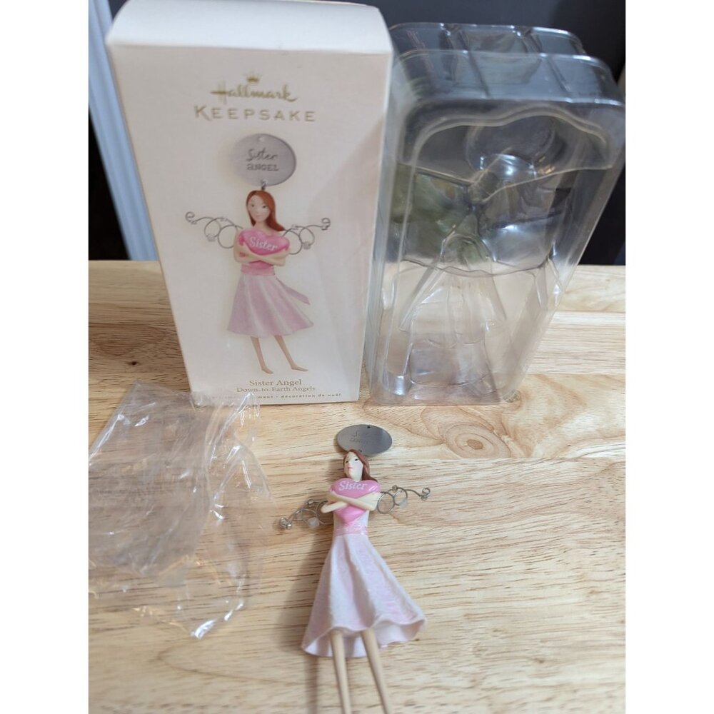 Hallmark Keepsake Sister Angel Down to Earth‎ pink w/ metal tag org packaging